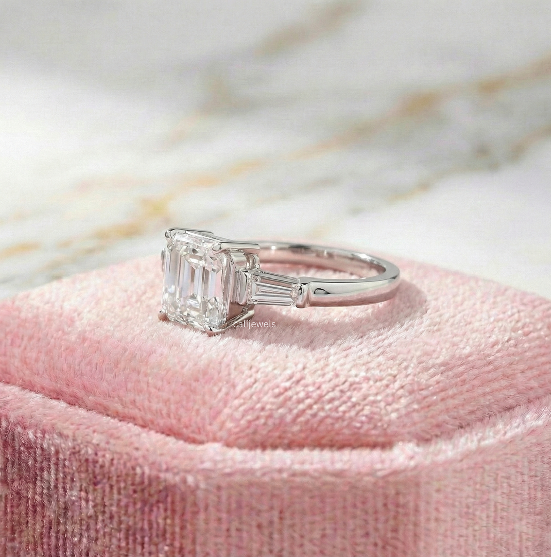 Asscher Cut Lab Grown Diamond Engagement Ring