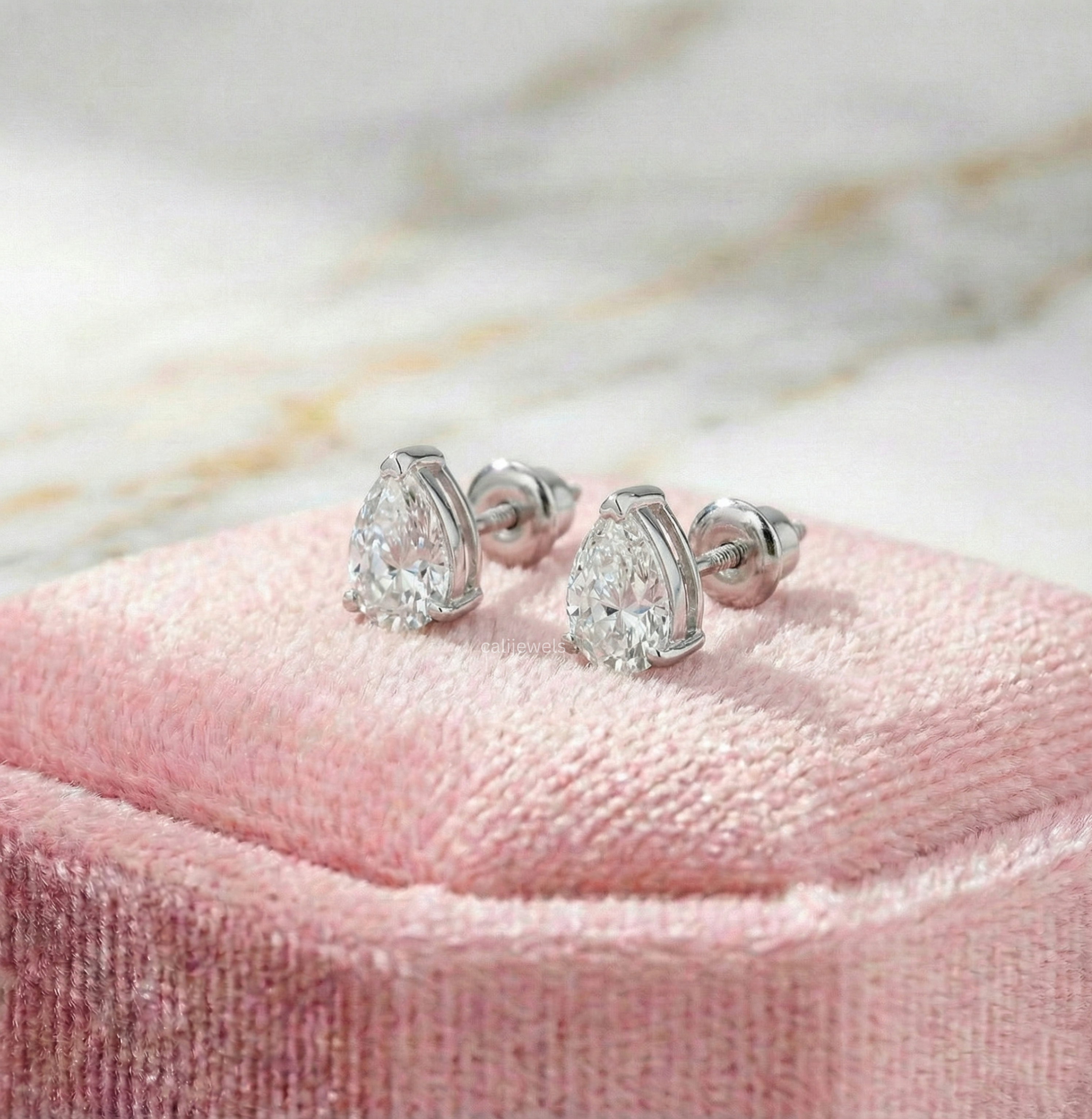Pear Cut Lab Grown Diamond Stud Earrings