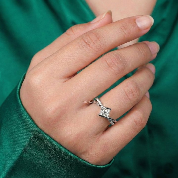 Princess Cut Lab Grown Diamond Engagement Ring