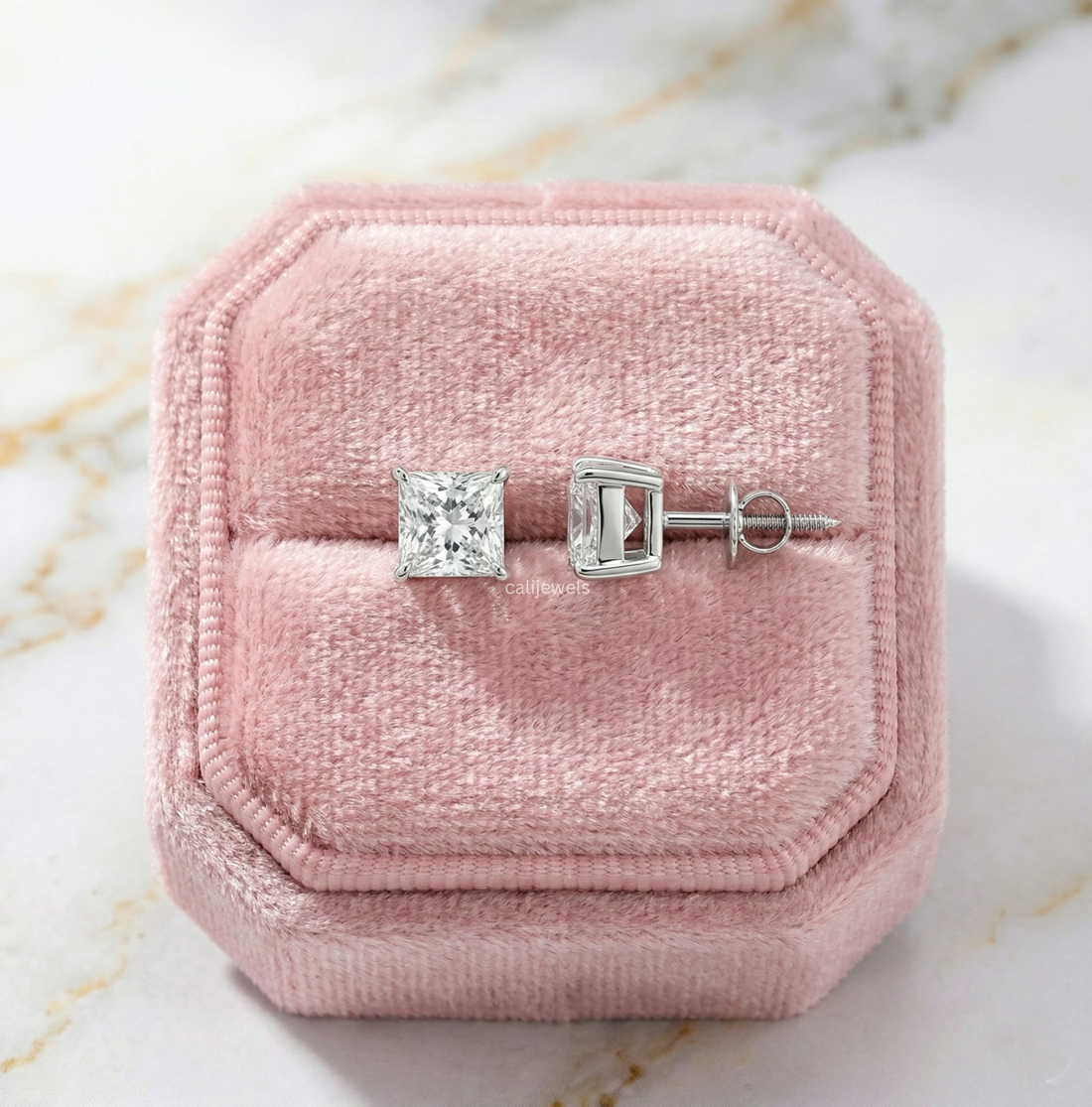 Princess Cut Lab Grown Diamond Stud Earrings