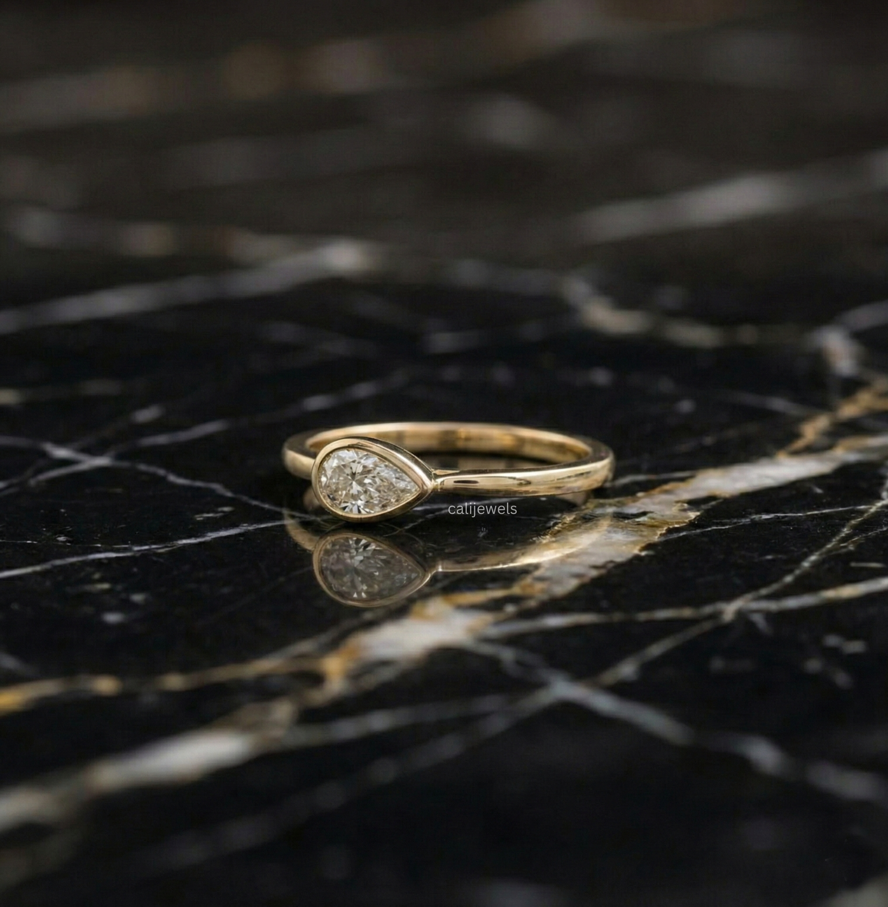 Pear Cut Lab Grown Diamond Solitaire Ring