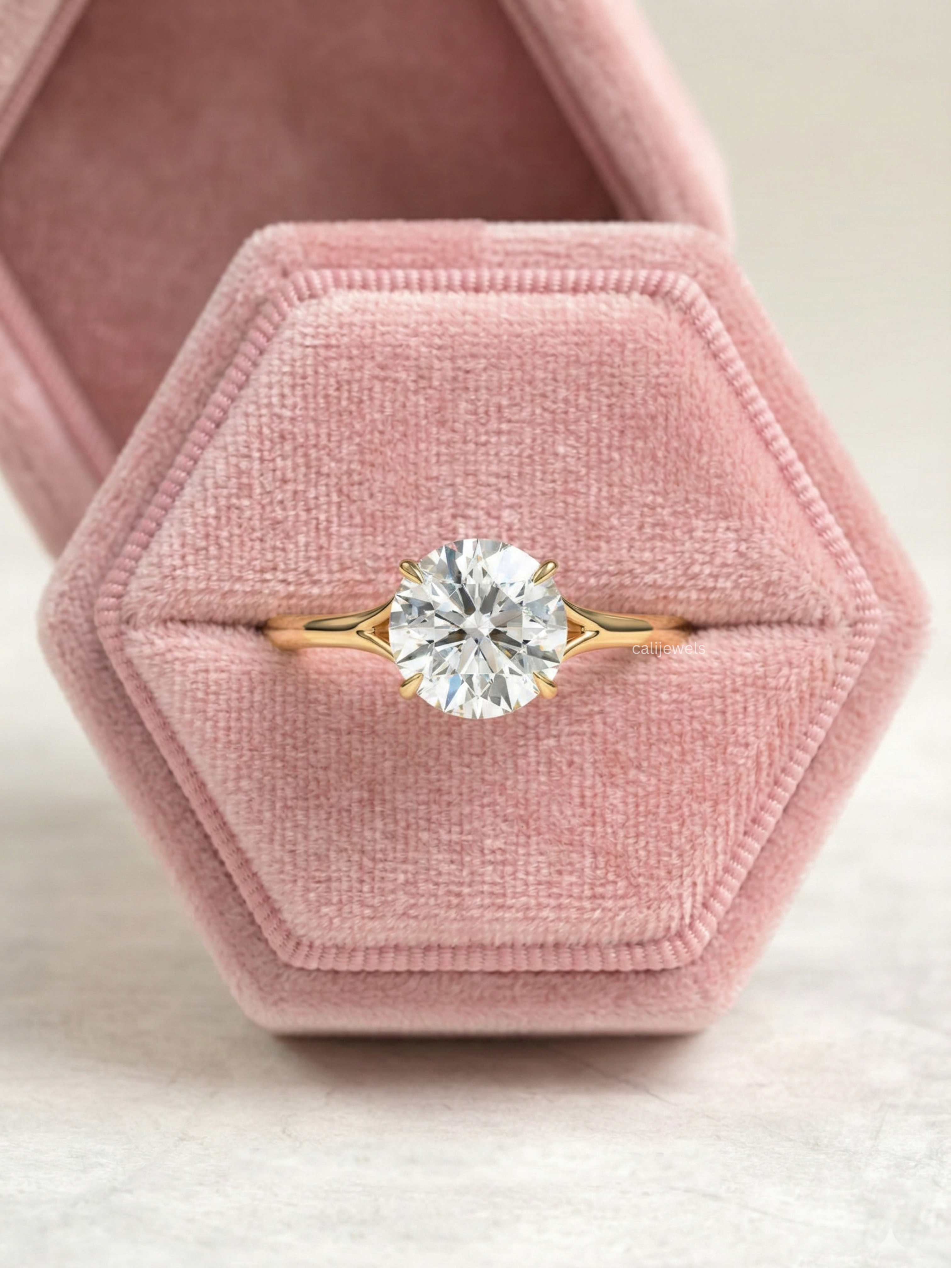 Round Cut Lab Grown Diamond Solitaire Engagement Ring