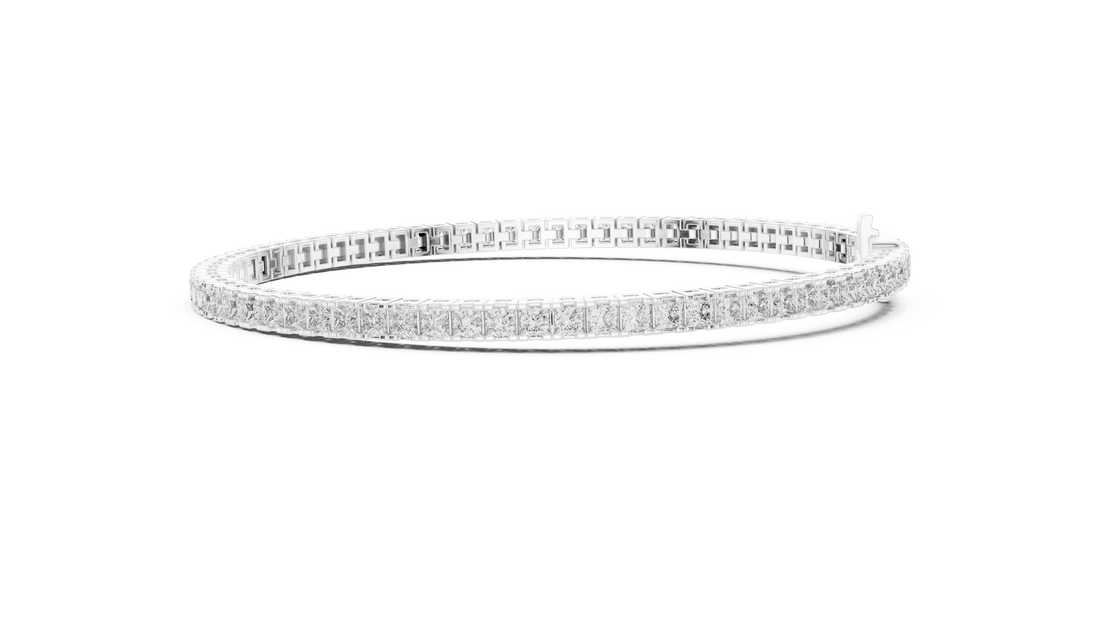 Classic 0.05-CT Princess-Cut Diamond Tennis Bracelet in 14-KT White Gold