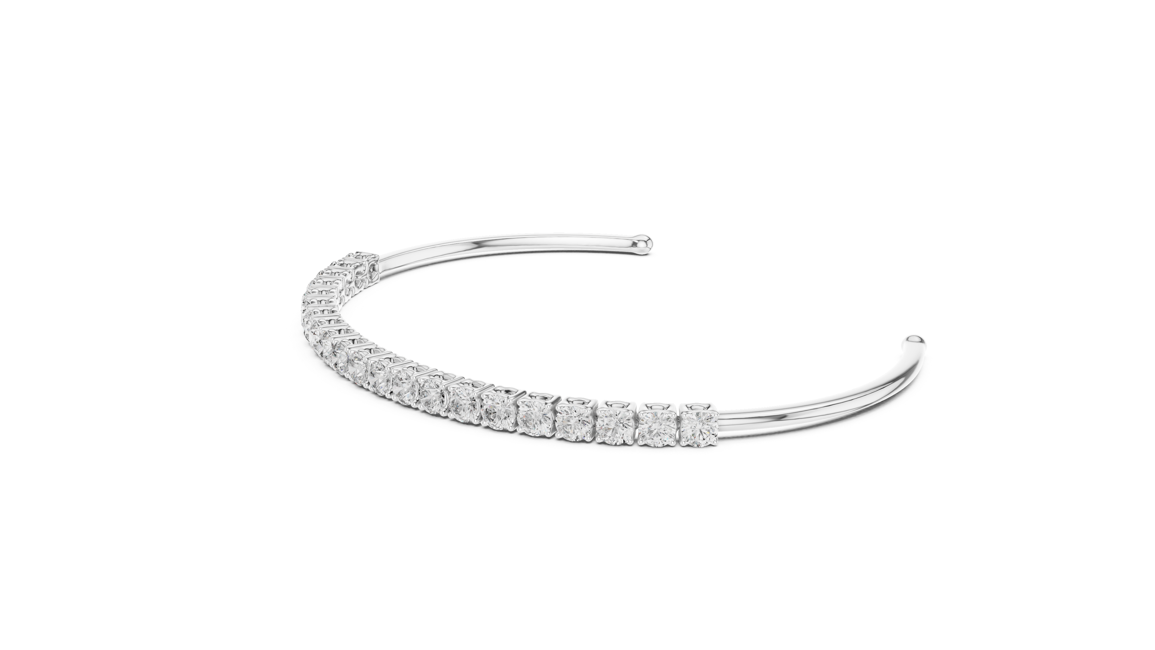 Silver headband with embedded crystals on a white background