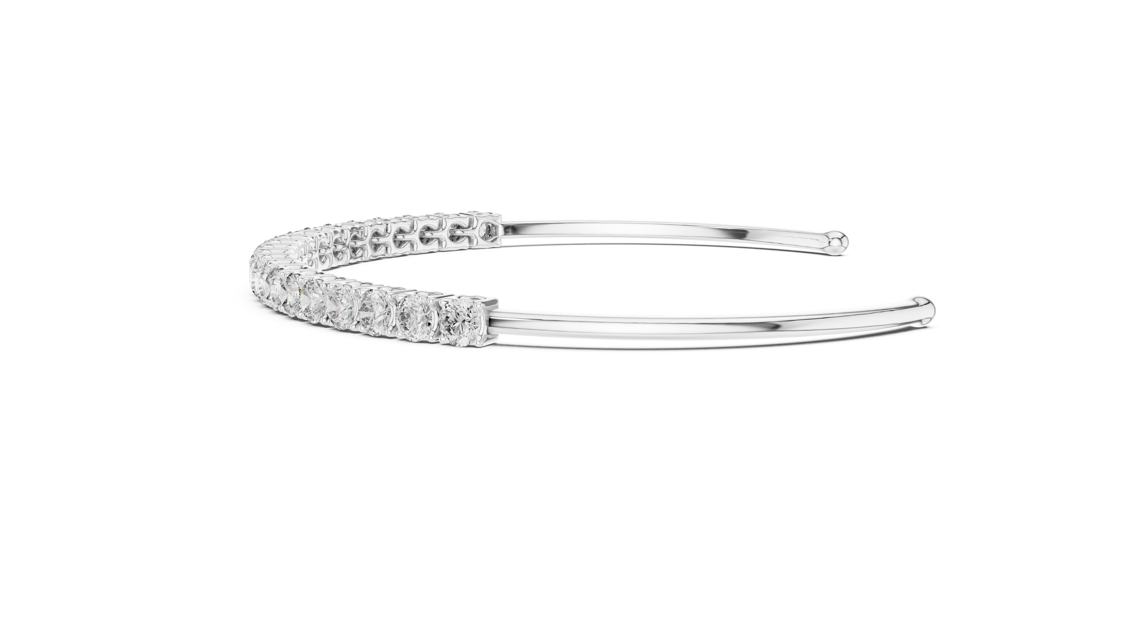 Silver headband with small stones on a white background