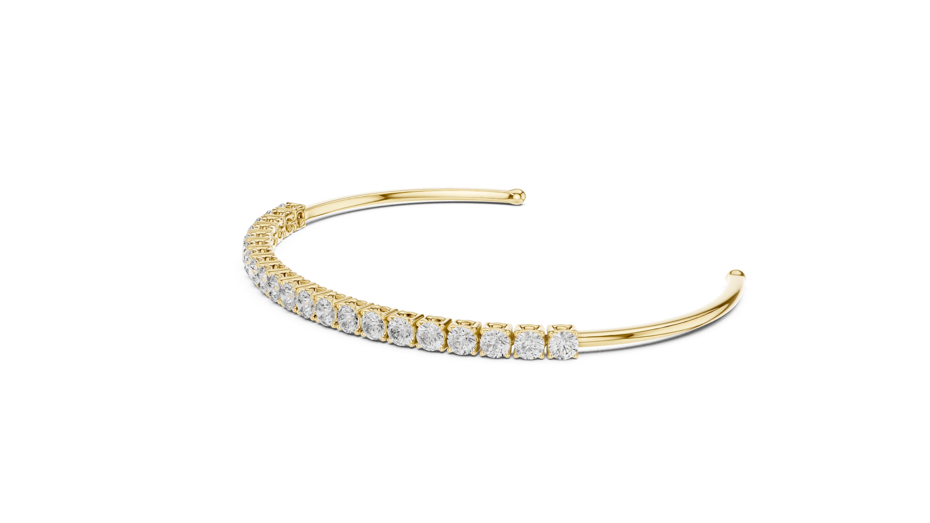 Gold bracelet with diamond accents on a white background