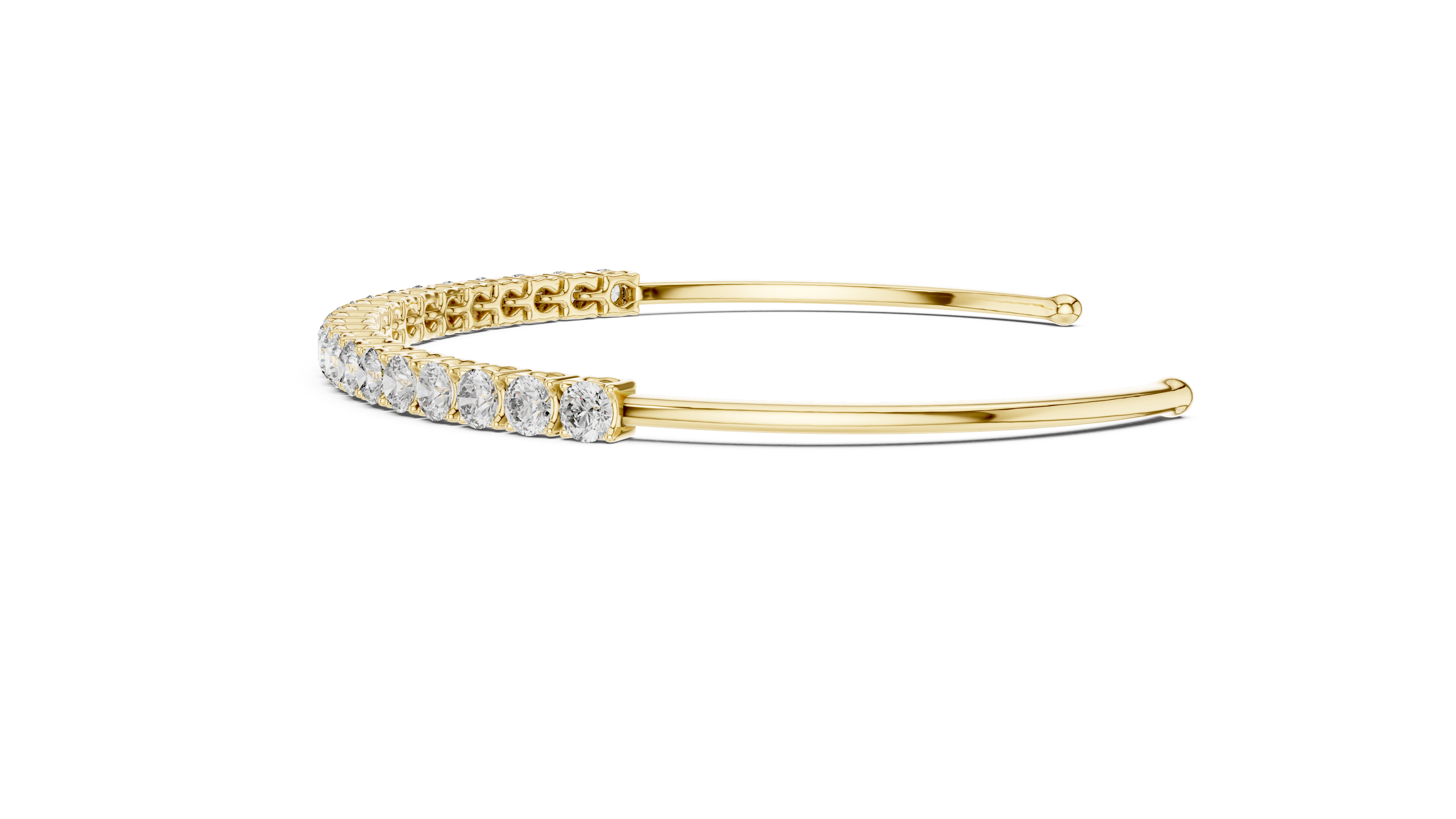 Gold bracelet with diamond accents on a white background