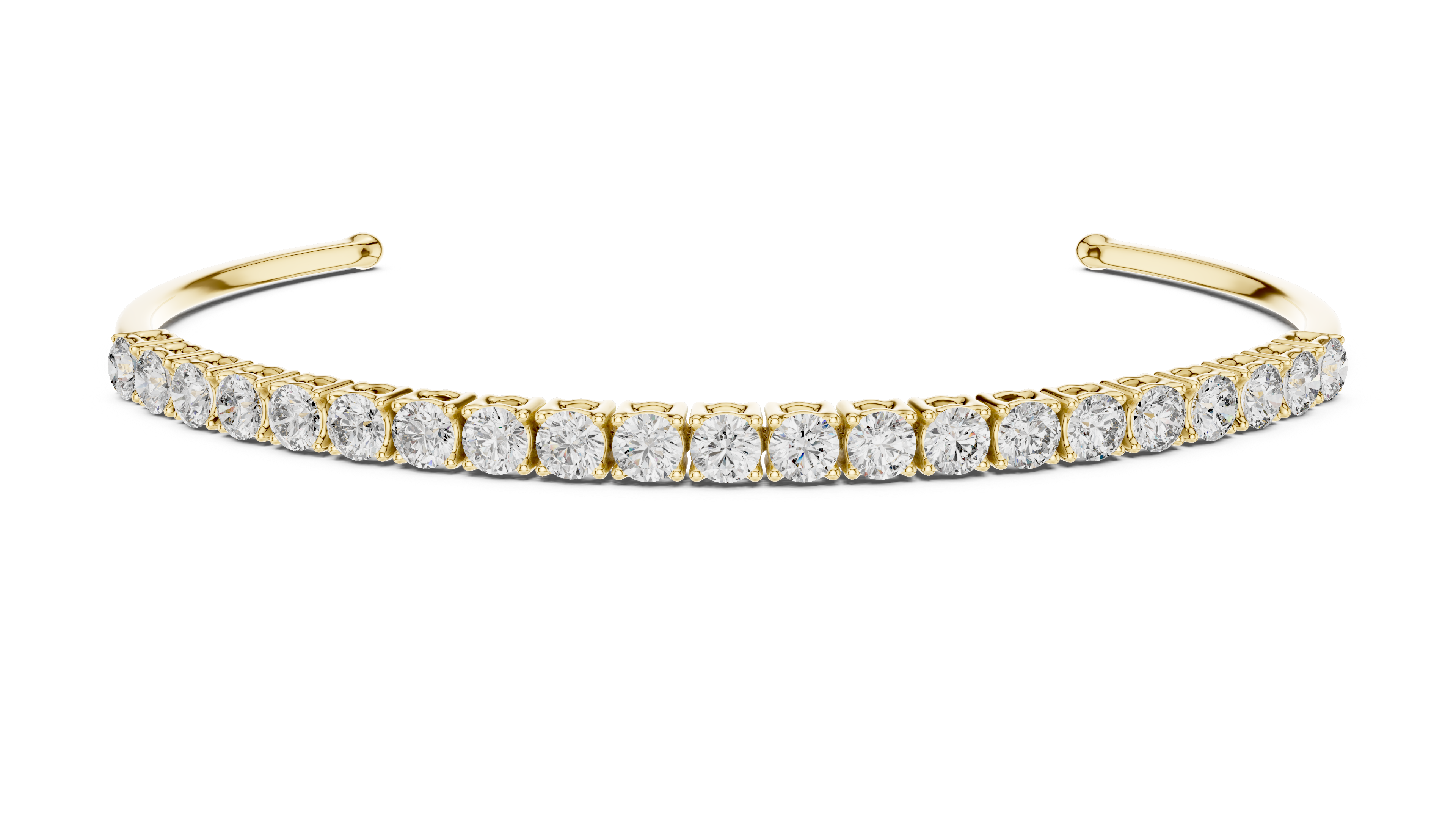 Gold bracelet with diamonds on a white background