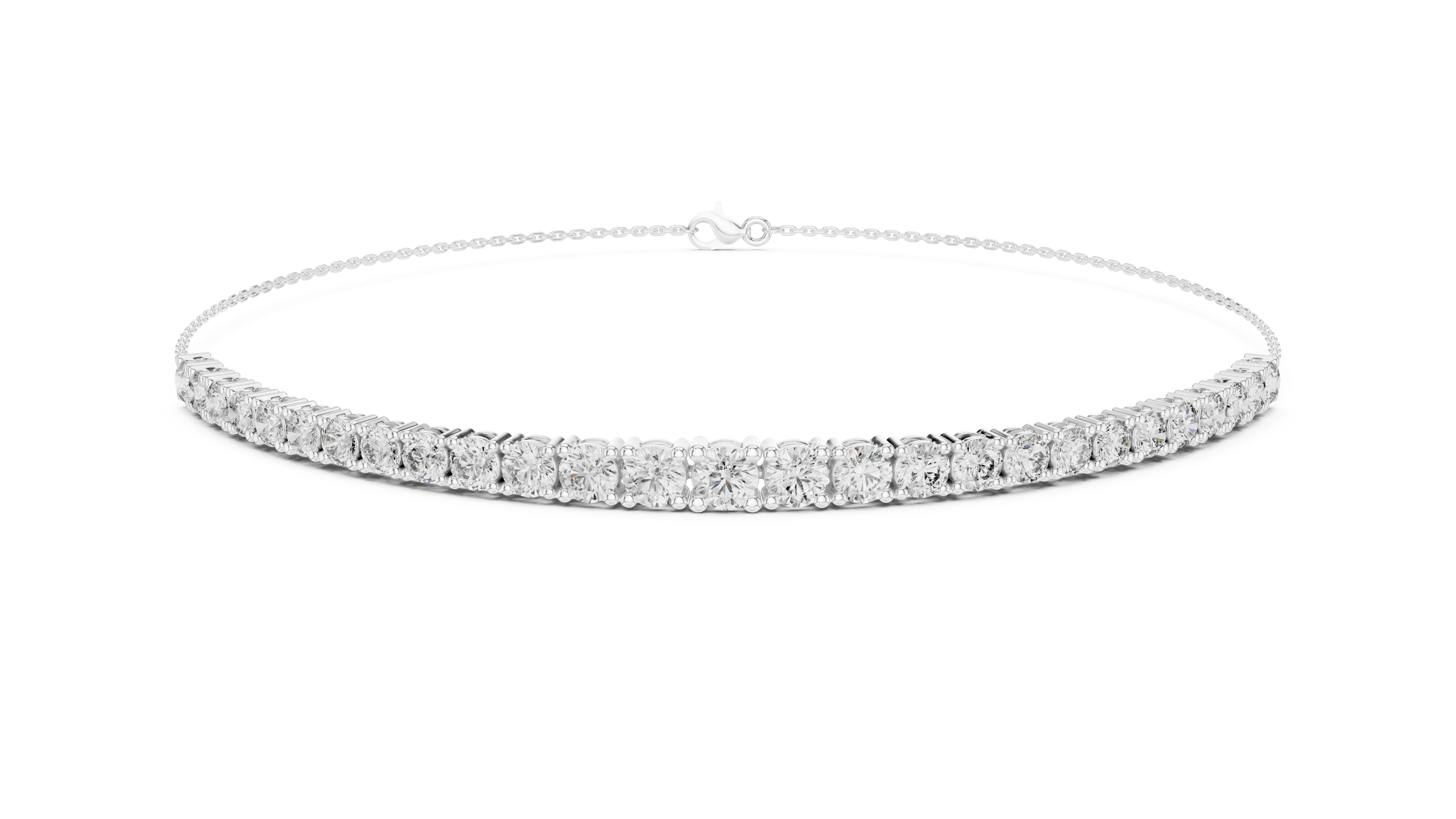 Diamond-studded choker necklace on a white background