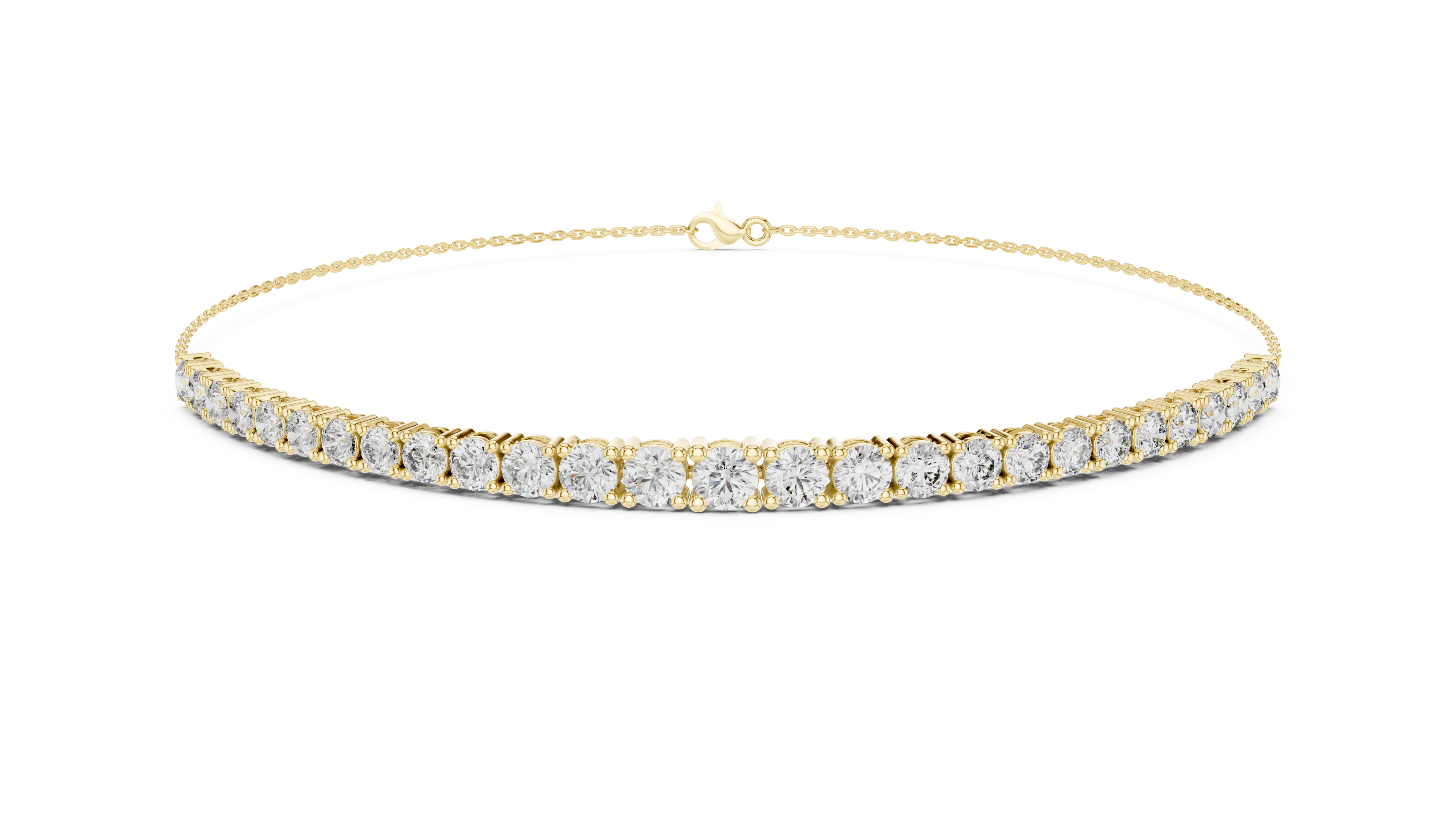 Gold bracelet with diamonds on a white background