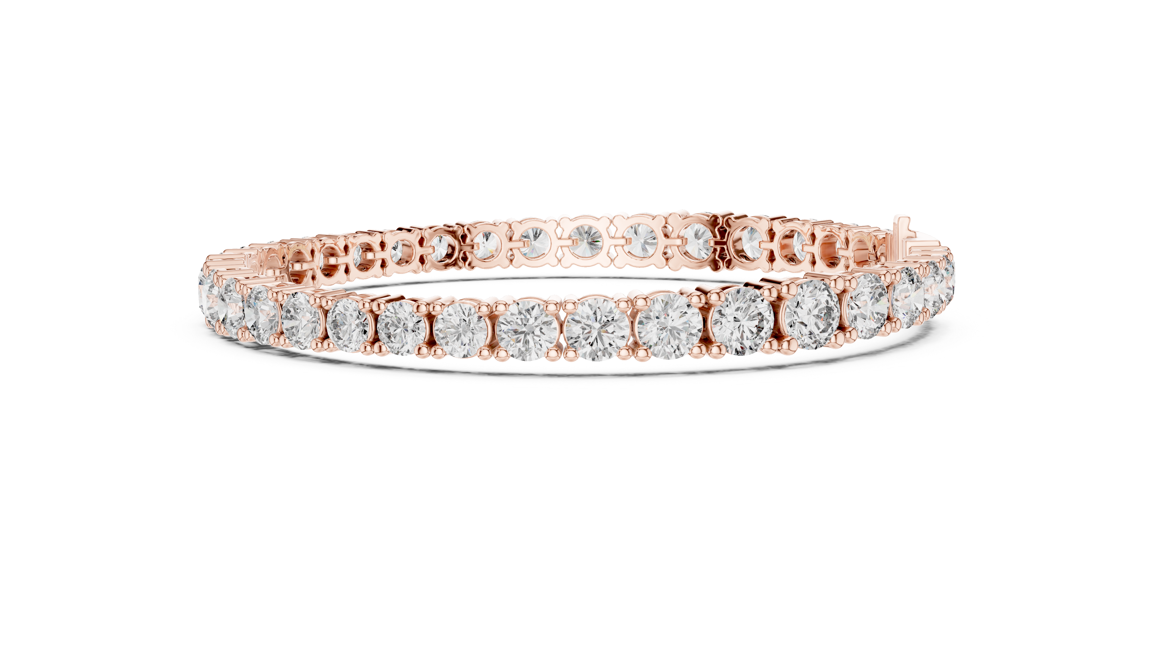 Rose gold and silver bracelet with diamonds on a white background