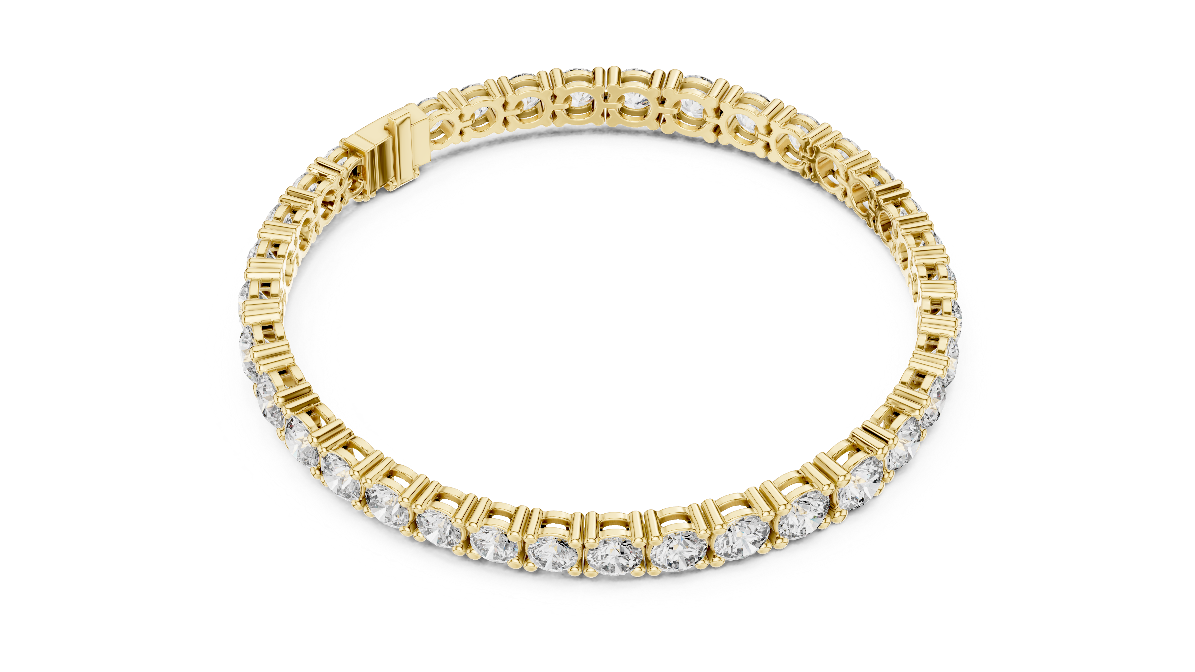 Gold bracelet with diamond accents on a white background