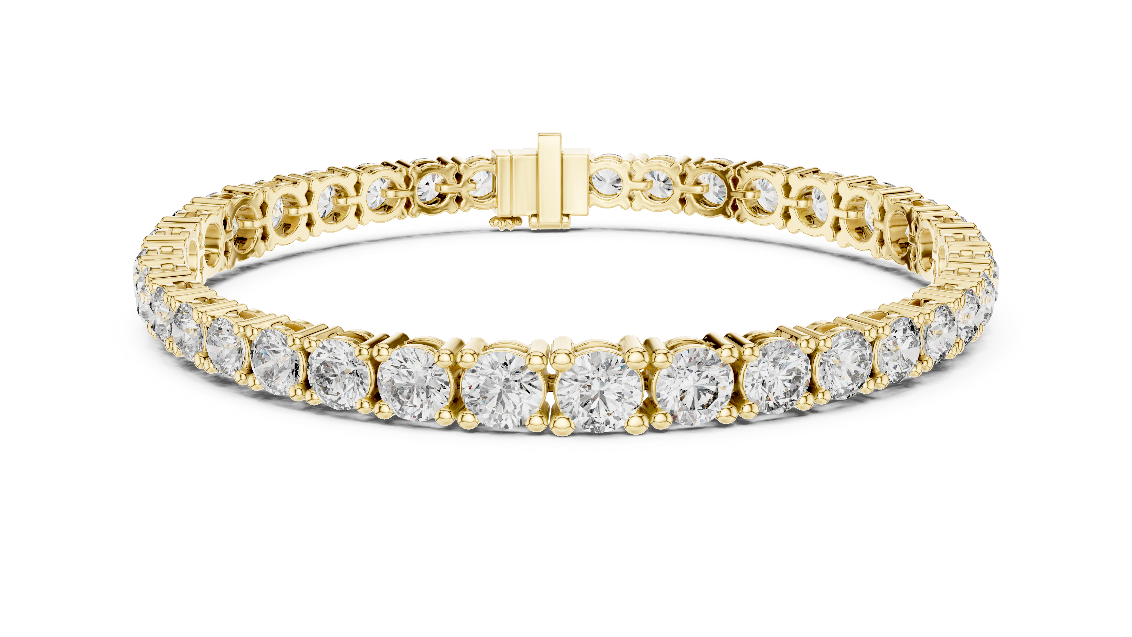 Gold bracelet with diamond stones on a white background