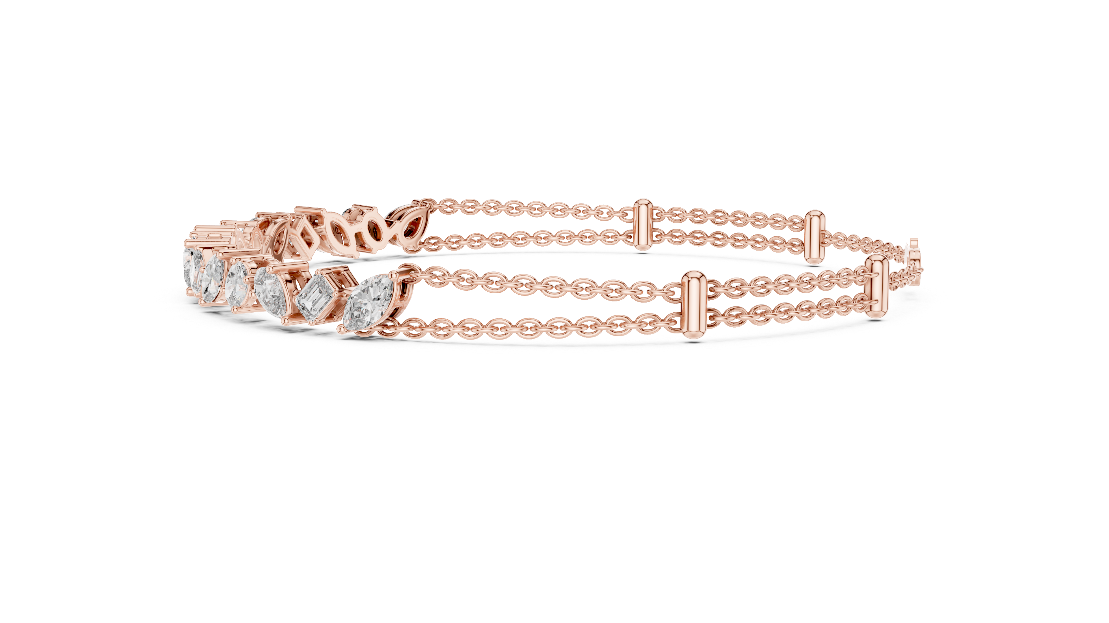 14-KT White Gold Fancy-Cut Diamond Bracelet
