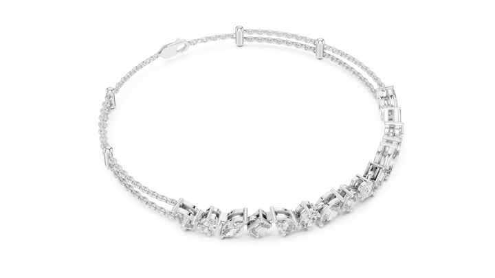14-KT White Gold Fancy-Cut Diamond Bracelet