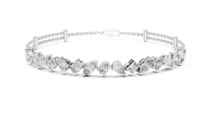 14-KT White Gold Fancy-Cut Diamond Bracelet