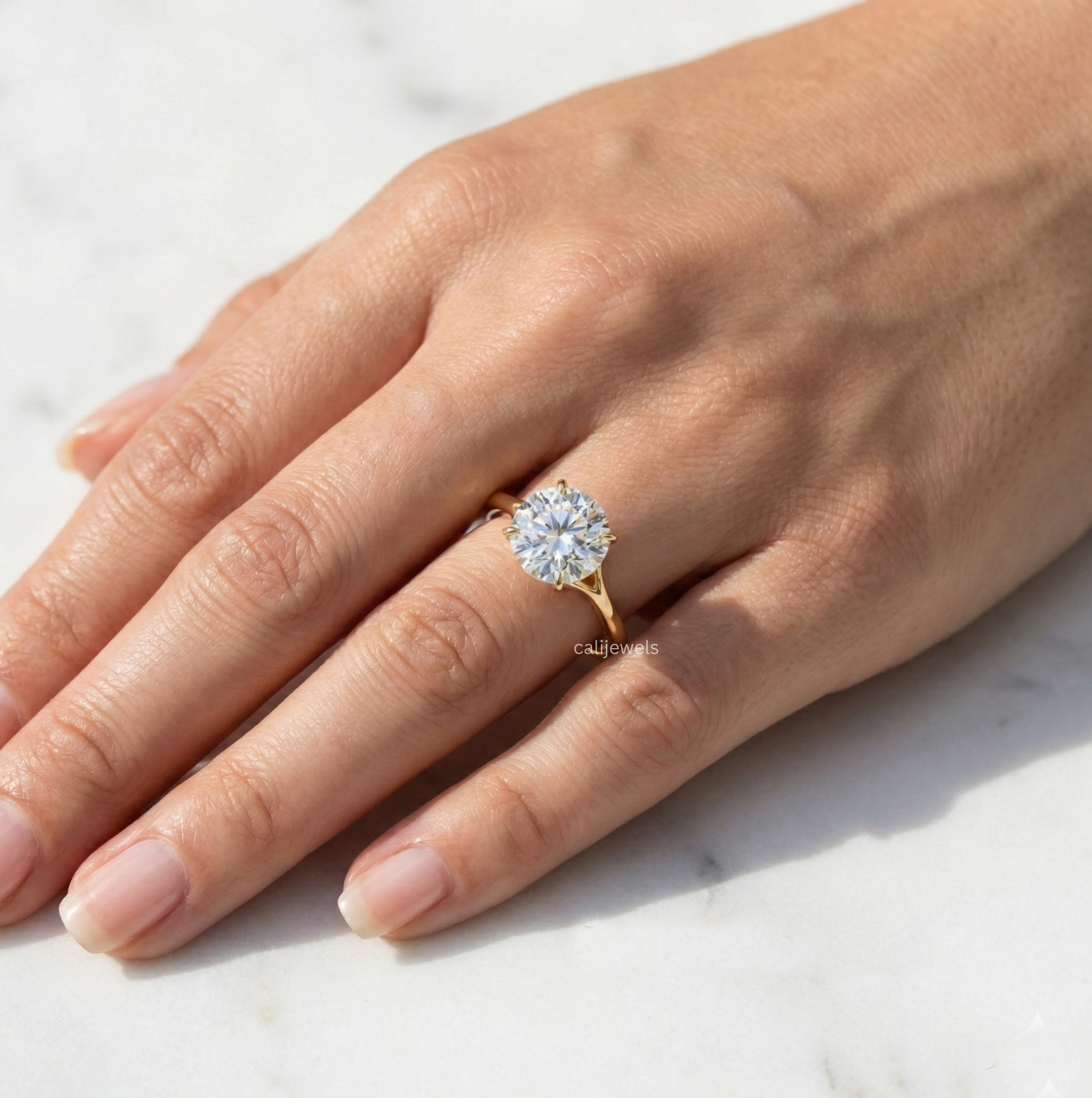 Round Cut Lab Grown Diamond Solitaire Engagement Ring