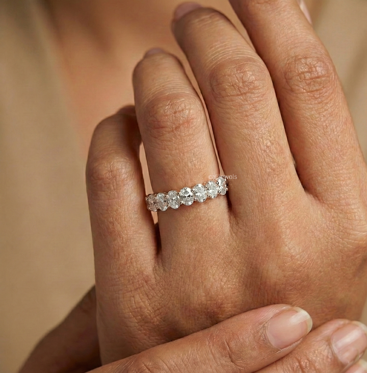 Oval Cut Lab Grown Diamond Half Eternity Band