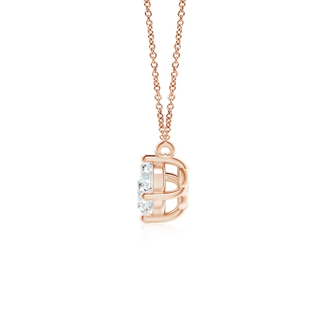 Rose gold necklace on a white background