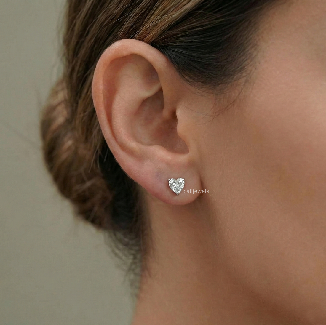 Heart Cut Lab Grown Diamond Stud Earrings