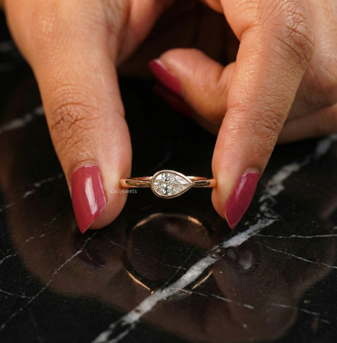 Pear Cut Lab Grown Diamond Solitaire Ring