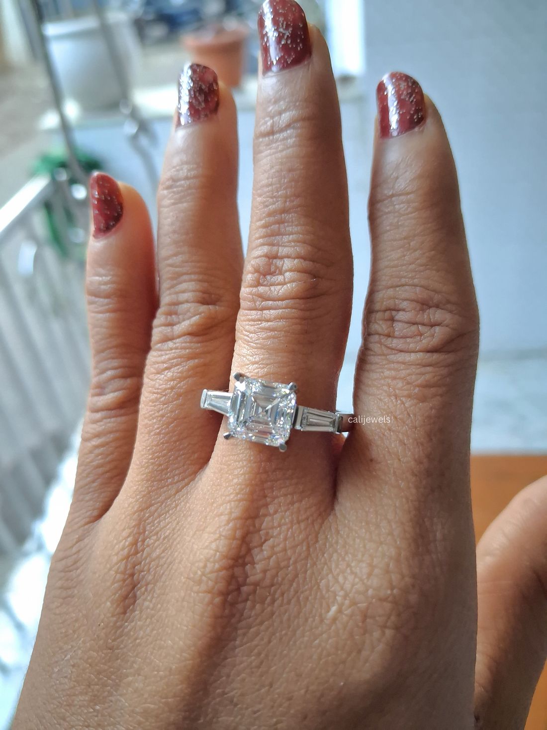 Asscher Cut Lab Grown Diamond Engagement Ring