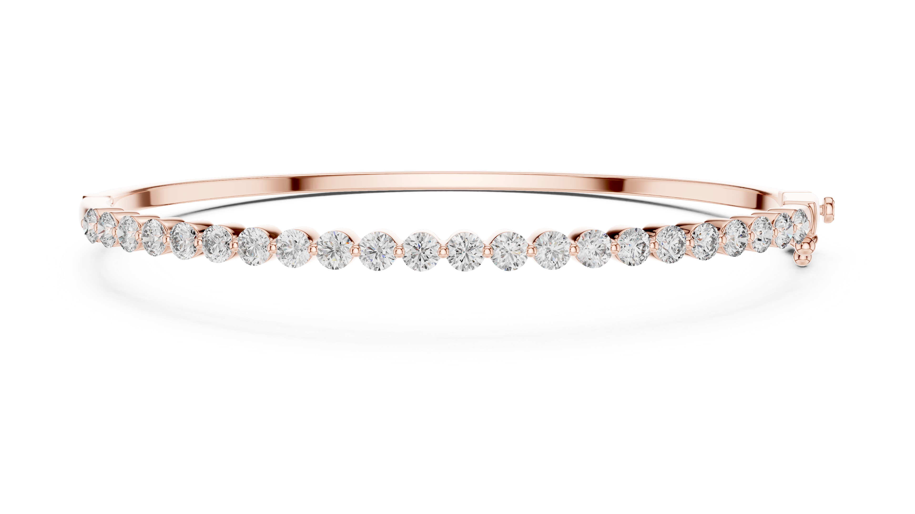 Rose gold bracelet with diamonds on a white background