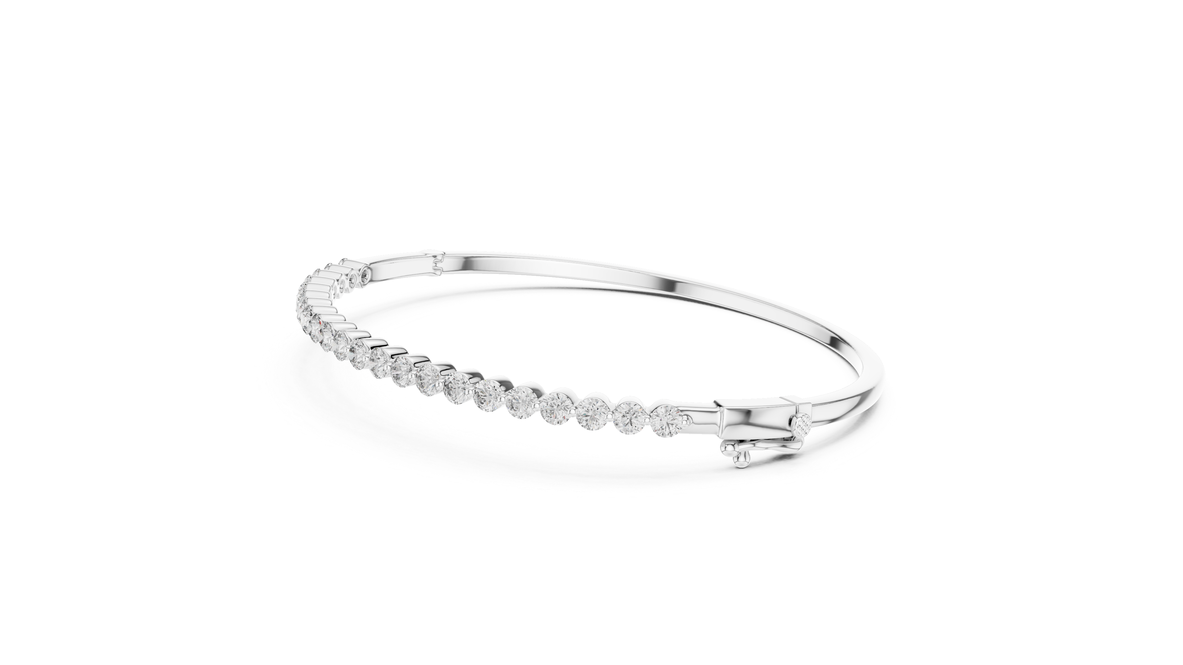 Silver bracelet with small stones on a white background