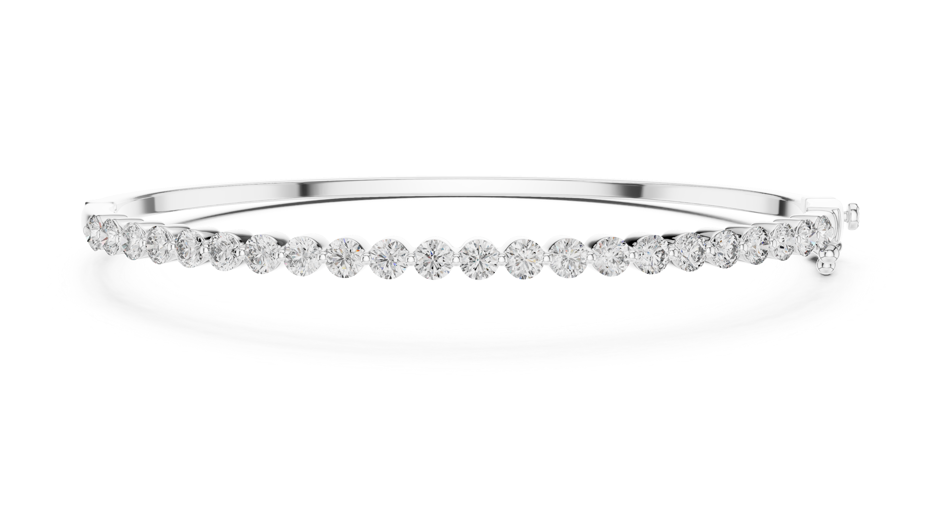 Silver bracelet with small diamonds on a white background