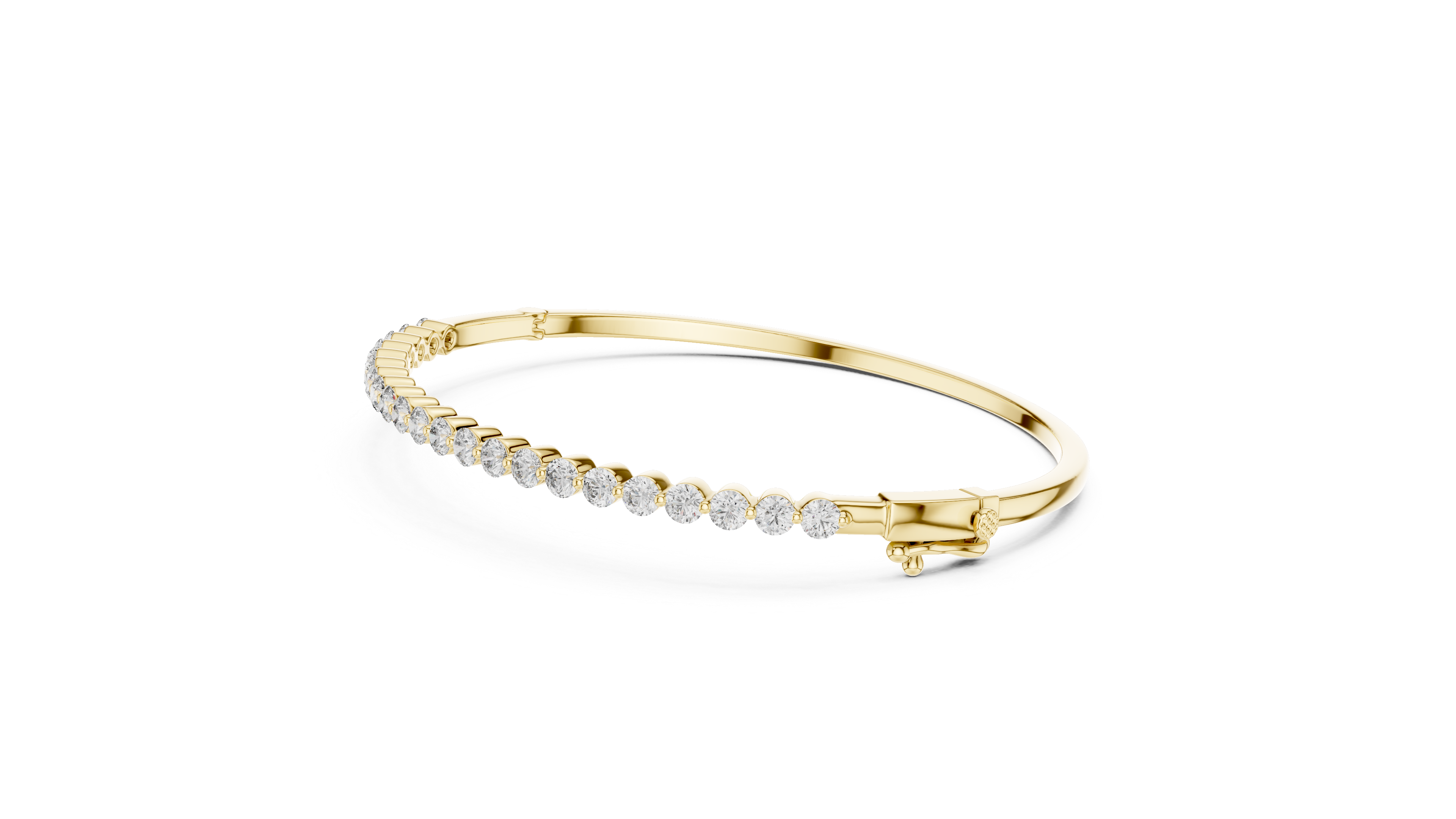 Gold bracelet with small diamonds on a white background