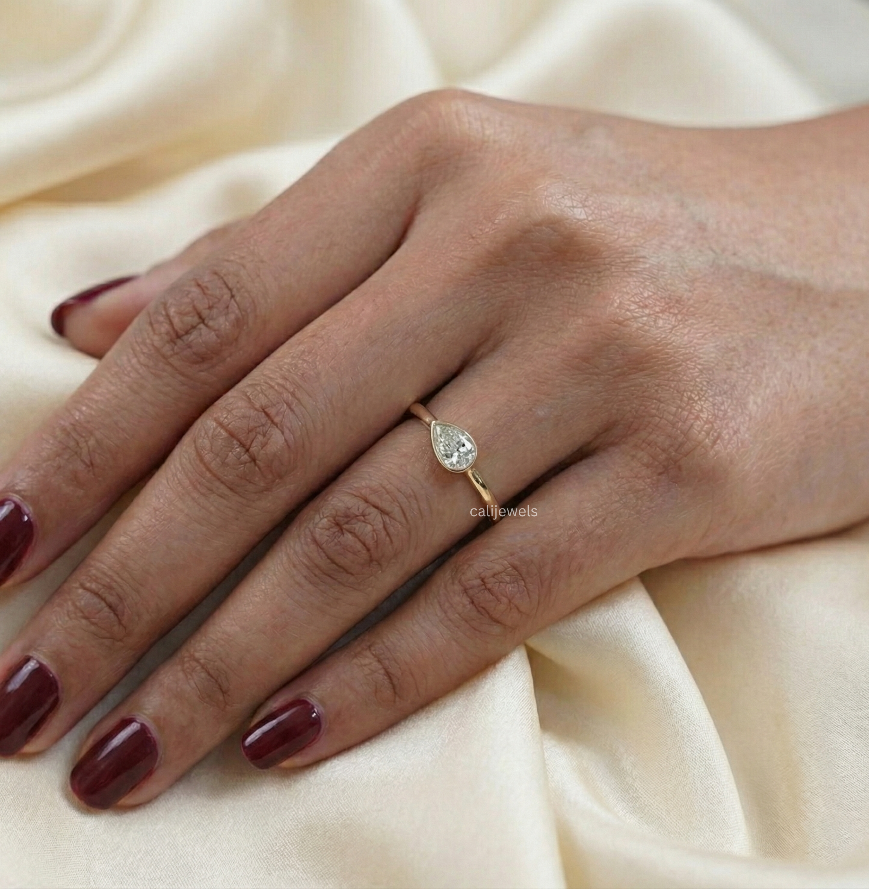 Pear Cut Lab Grown Diamond Solitaire Ring