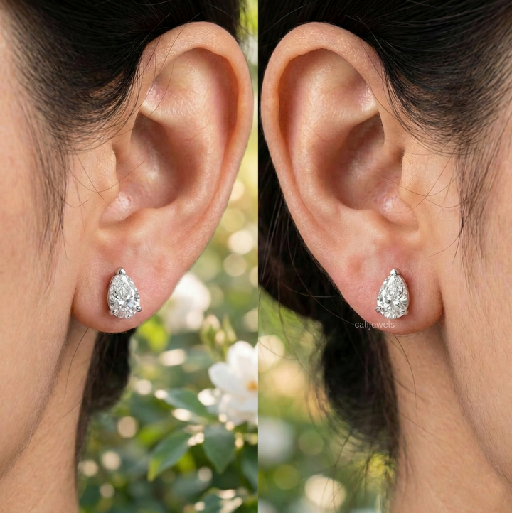 Pear Cut Lab Grown Diamond Stud Earrings