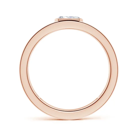Rose gold ring with a small gemstone on a white background