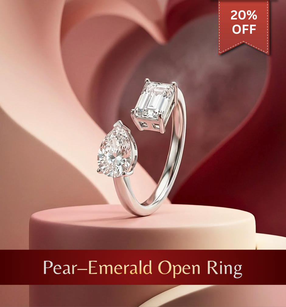Pear–Emerald Open Ring