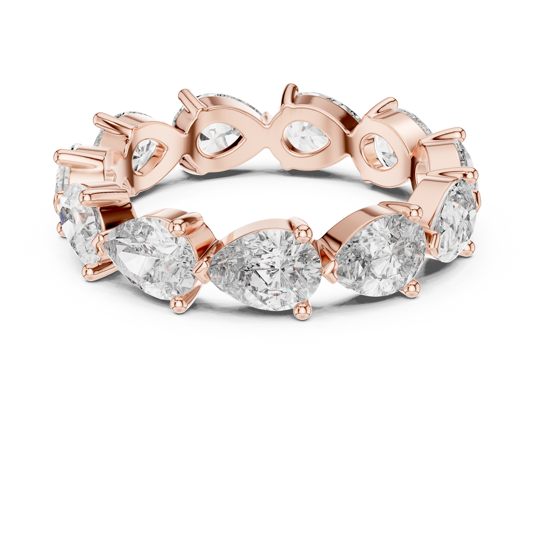 “Elegant Pear-Shaped Full Eternity Ring – White Gold”