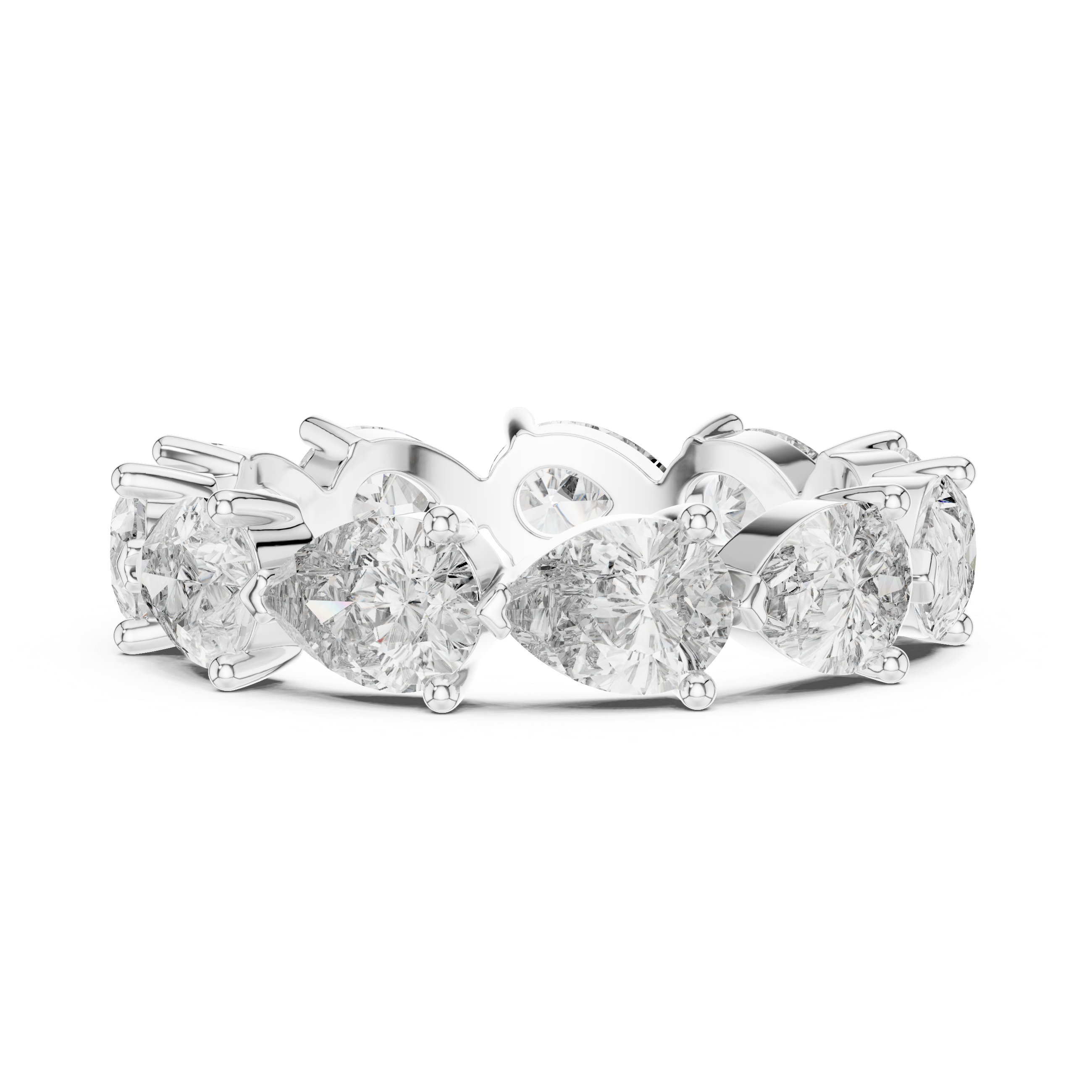 “Elegant Pear-Shaped Full Eternity Ring – White Gold”