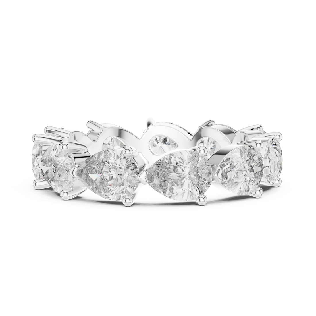 “Elegant Pear-Shaped Full Eternity Ring – White Gold”