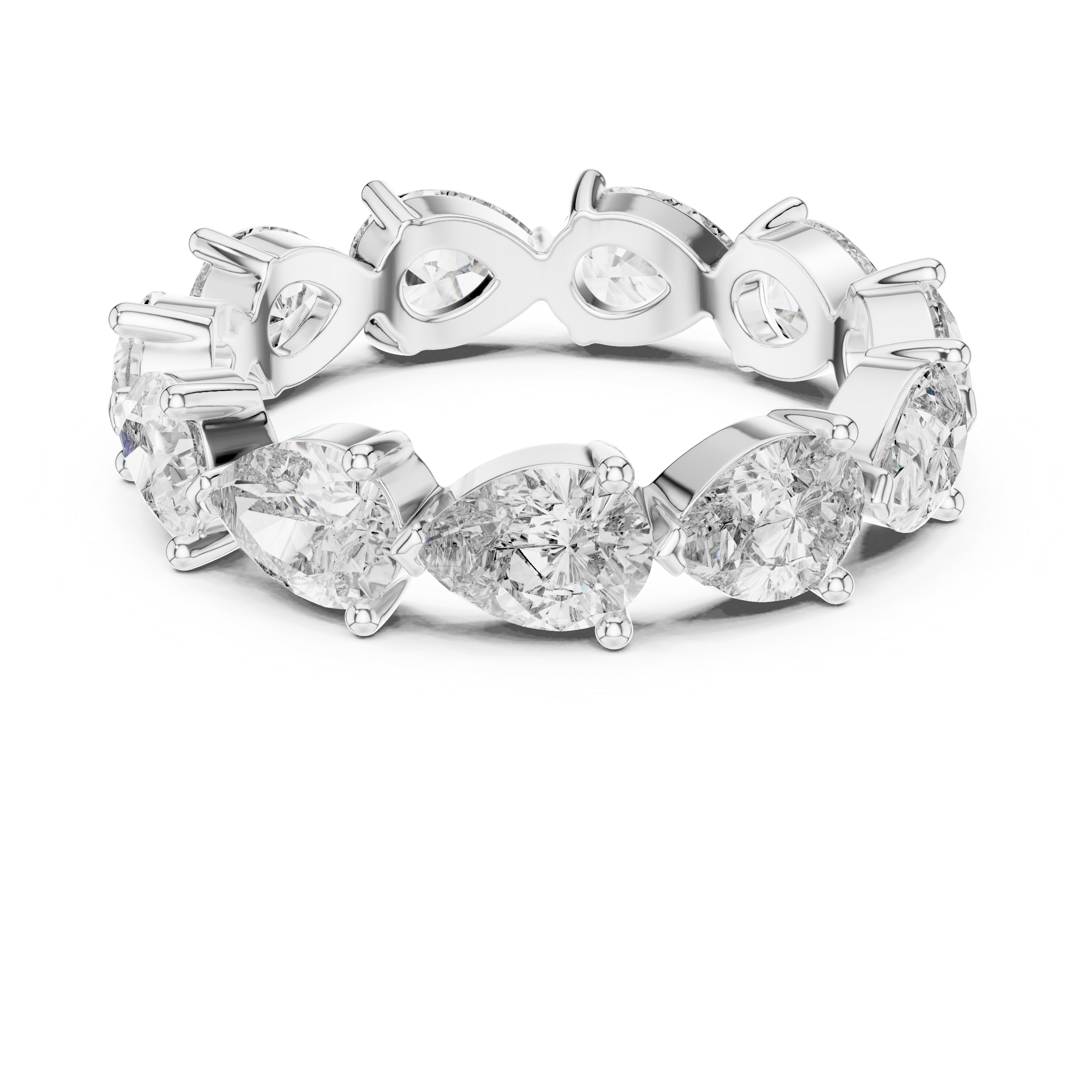 “Elegant Pear-Shaped Full Eternity Ring – White Gold”