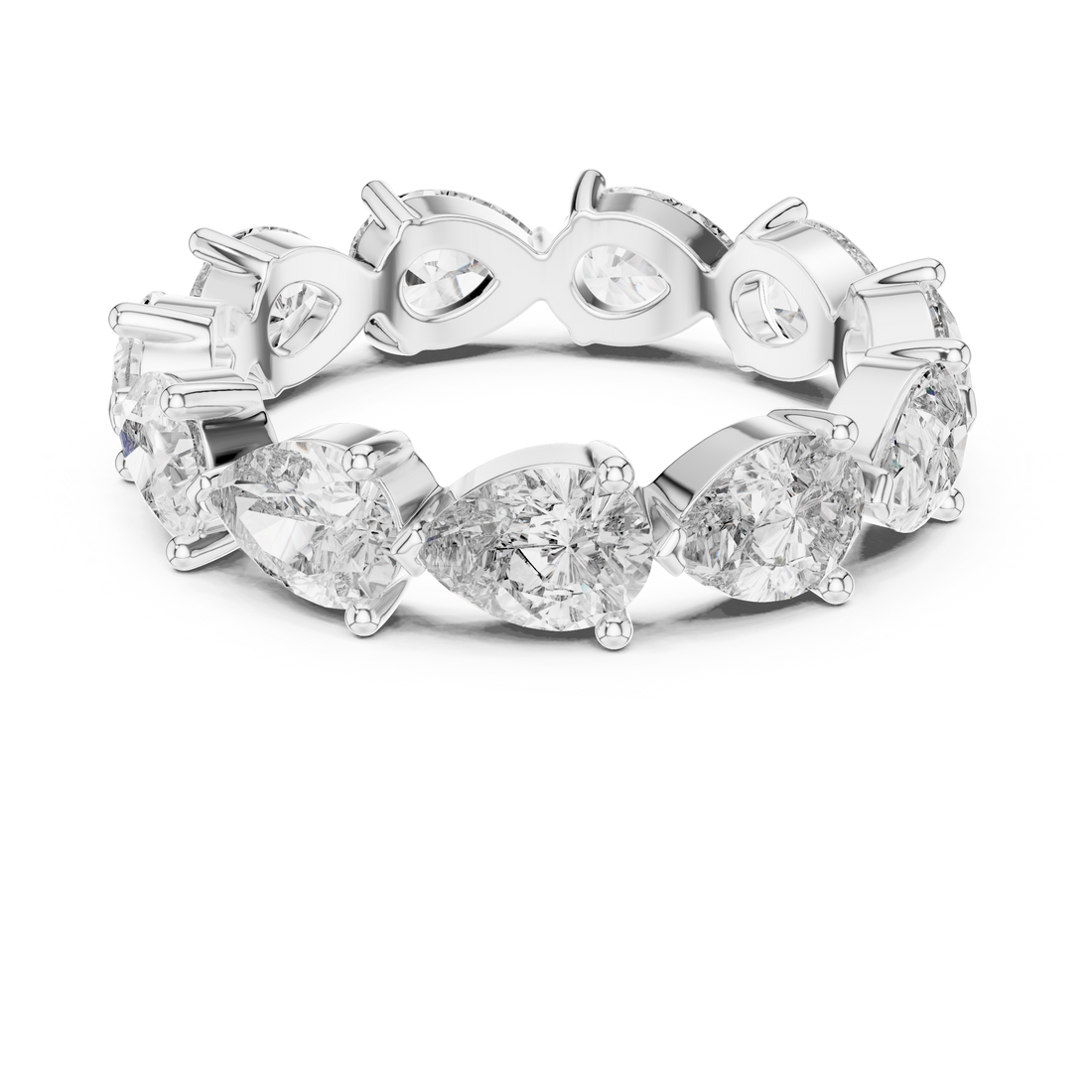 “Elegant Pear-Shaped Full Eternity Ring – White Gold”