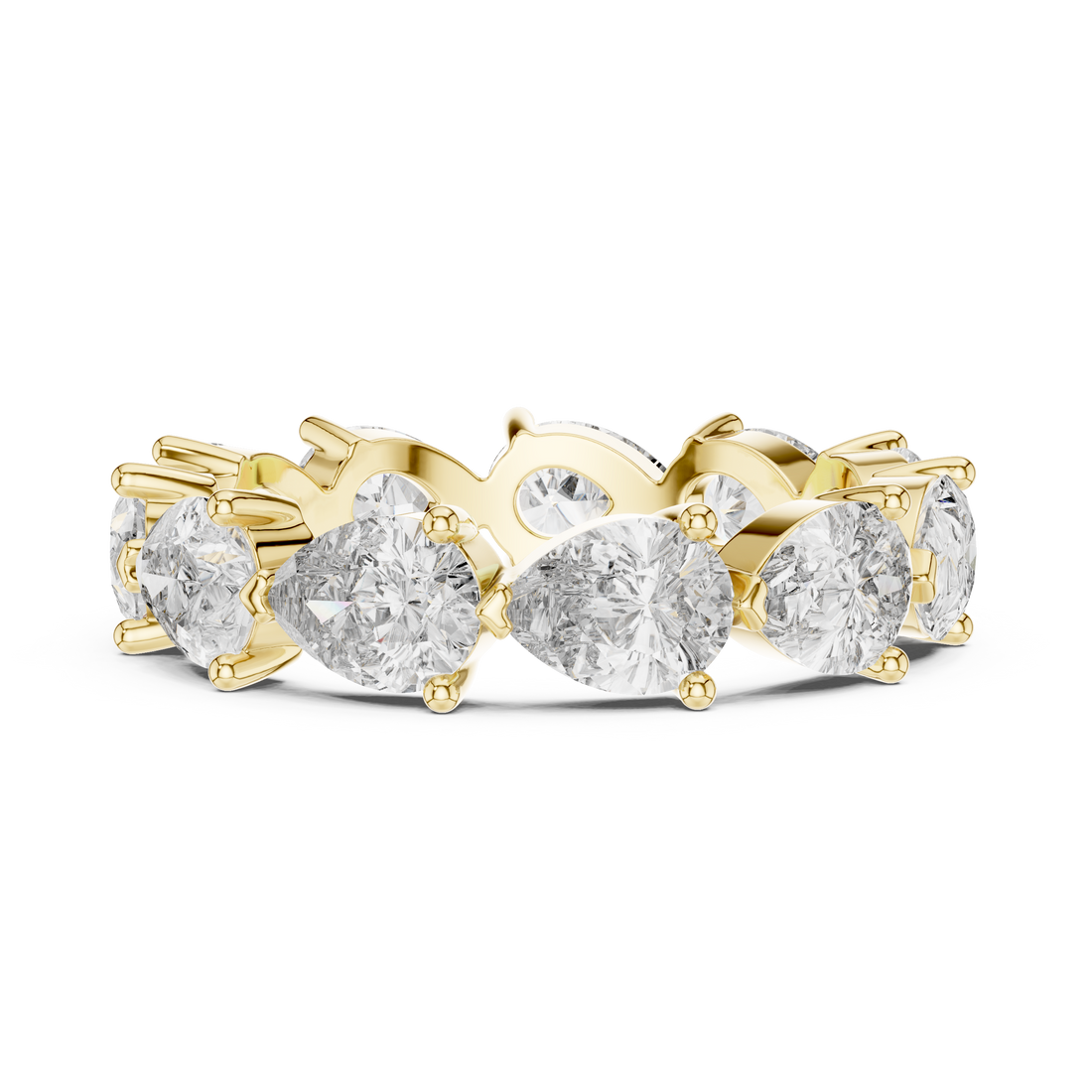 “Elegant Pear-Shaped Full Eternity Ring – White Gold”