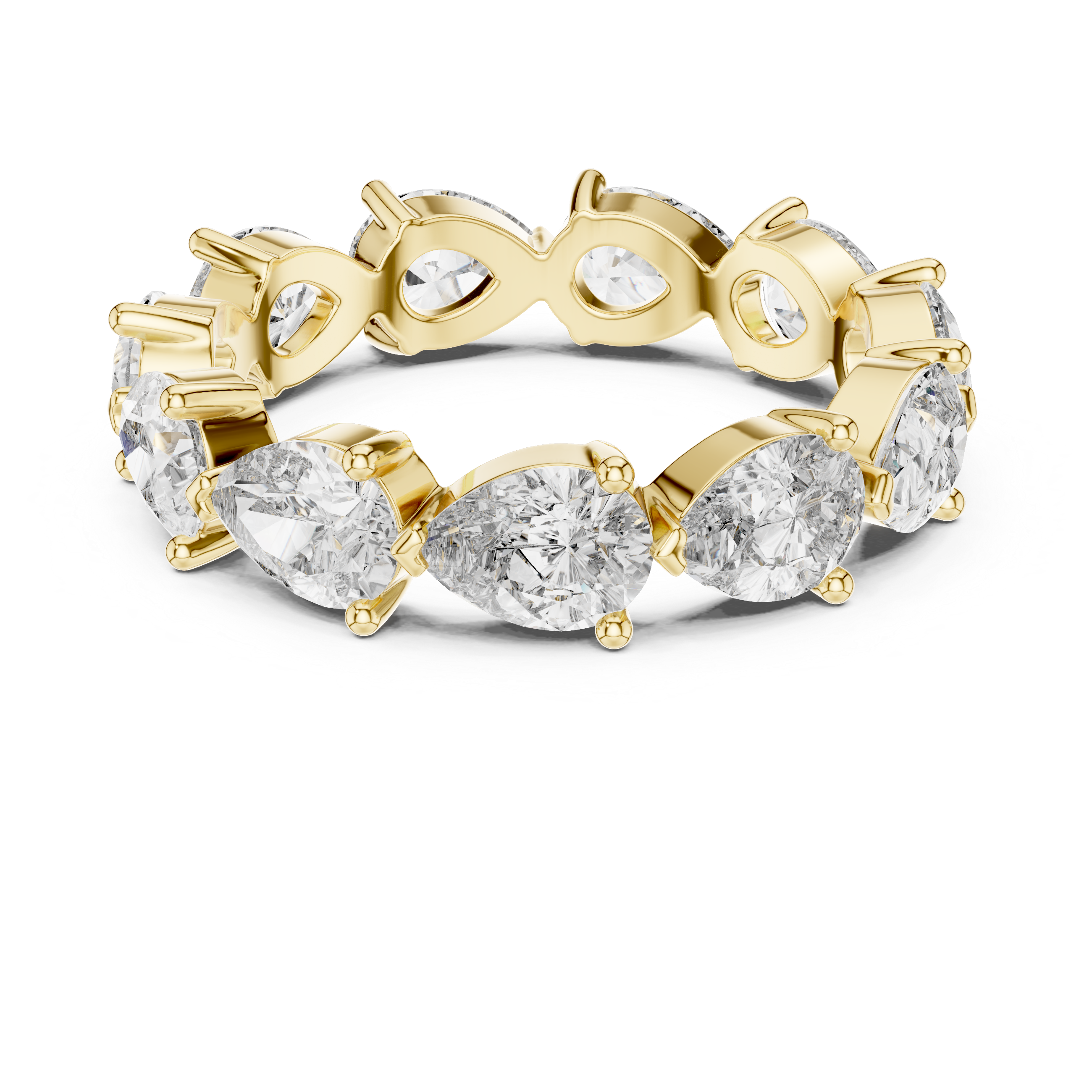 “Elegant Pear-Shaped Full Eternity Ring – White Gold”