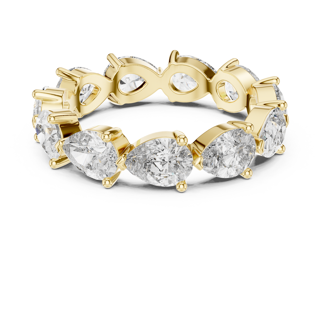 “Elegant Pear-Shaped Full Eternity Ring – White Gold”