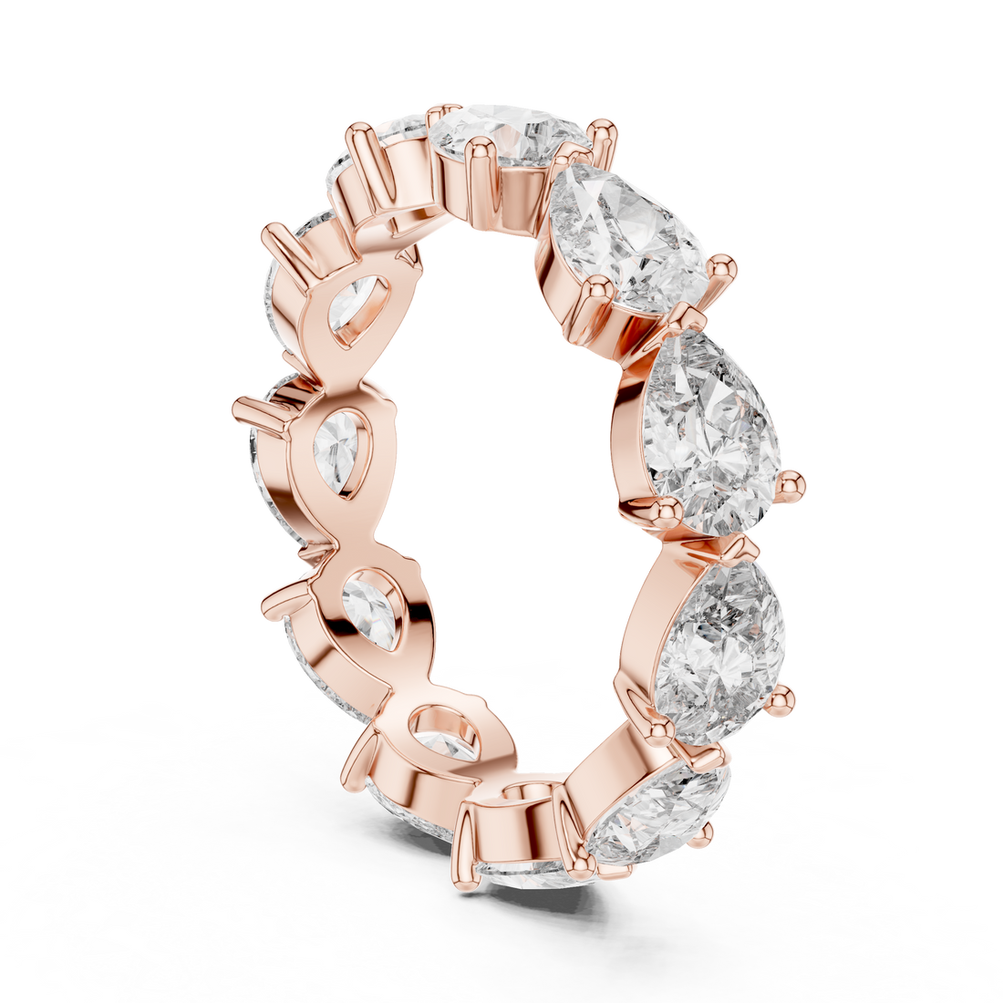 “Elegant Pear-Shaped Full Eternity Ring – White Gold”
