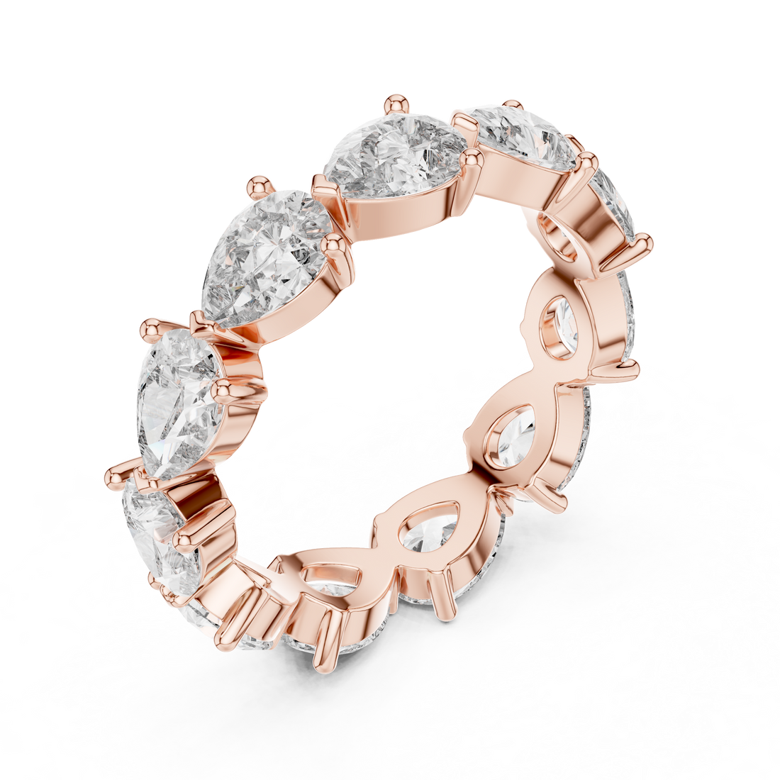 “Elegant Pear-Shaped Full Eternity Ring – White Gold”