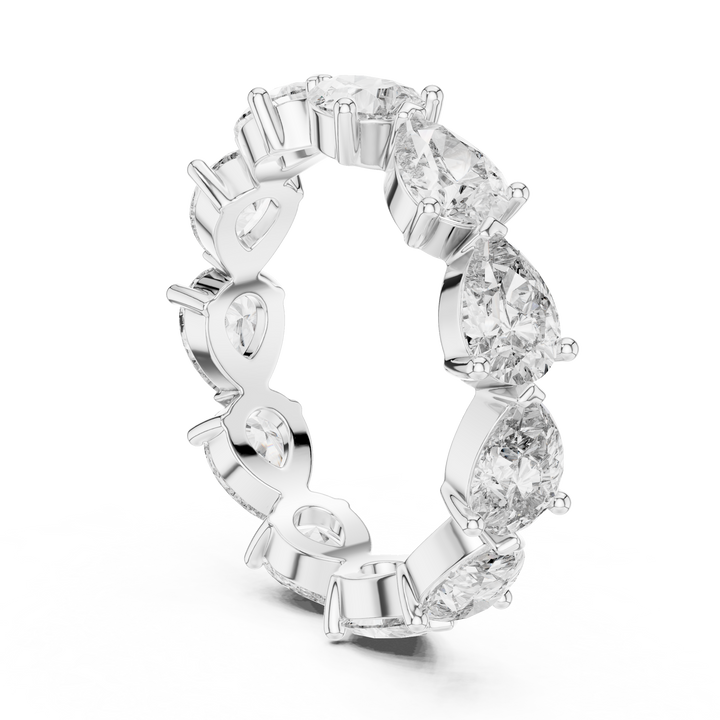 “Elegant Pear-Shaped Full Eternity Ring – White Gold”