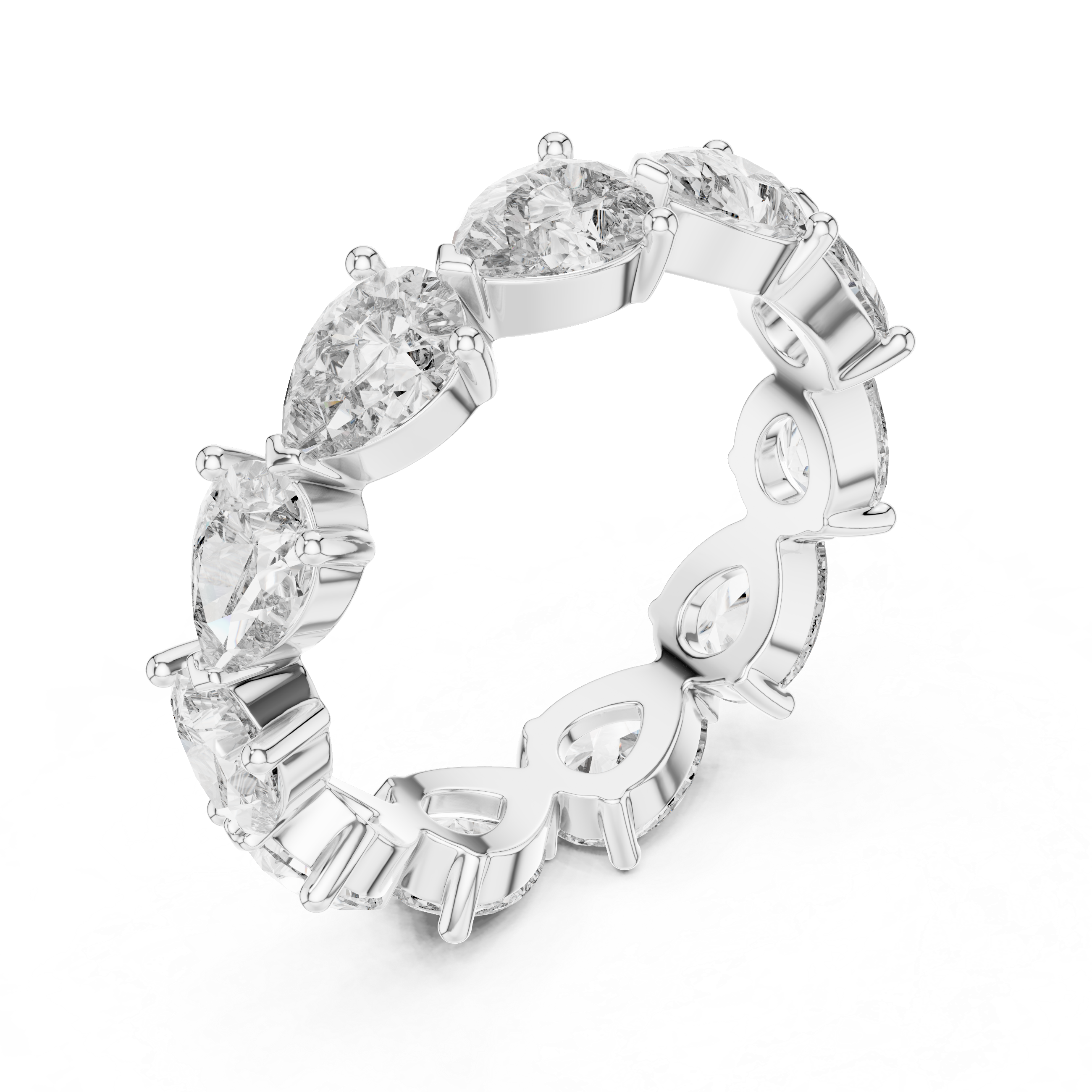 “Elegant Pear-Shaped Full Eternity Ring – White Gold”