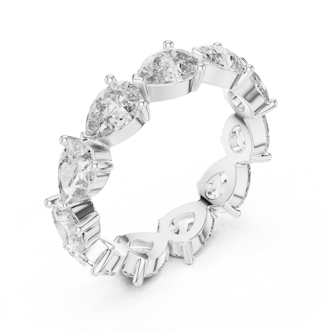 “Elegant Pear-Shaped Full Eternity Ring – White Gold”
