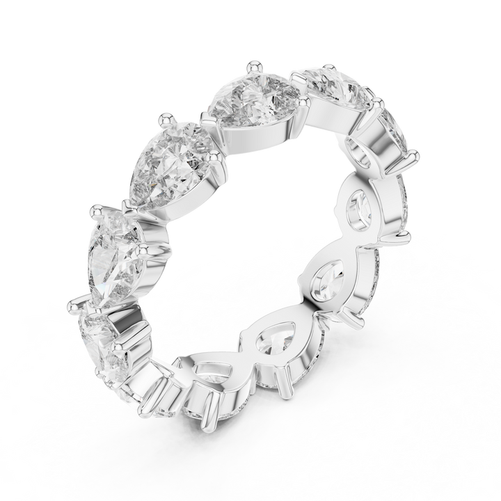 “Elegant Pear-Shaped Full Eternity Ring – White Gold”
