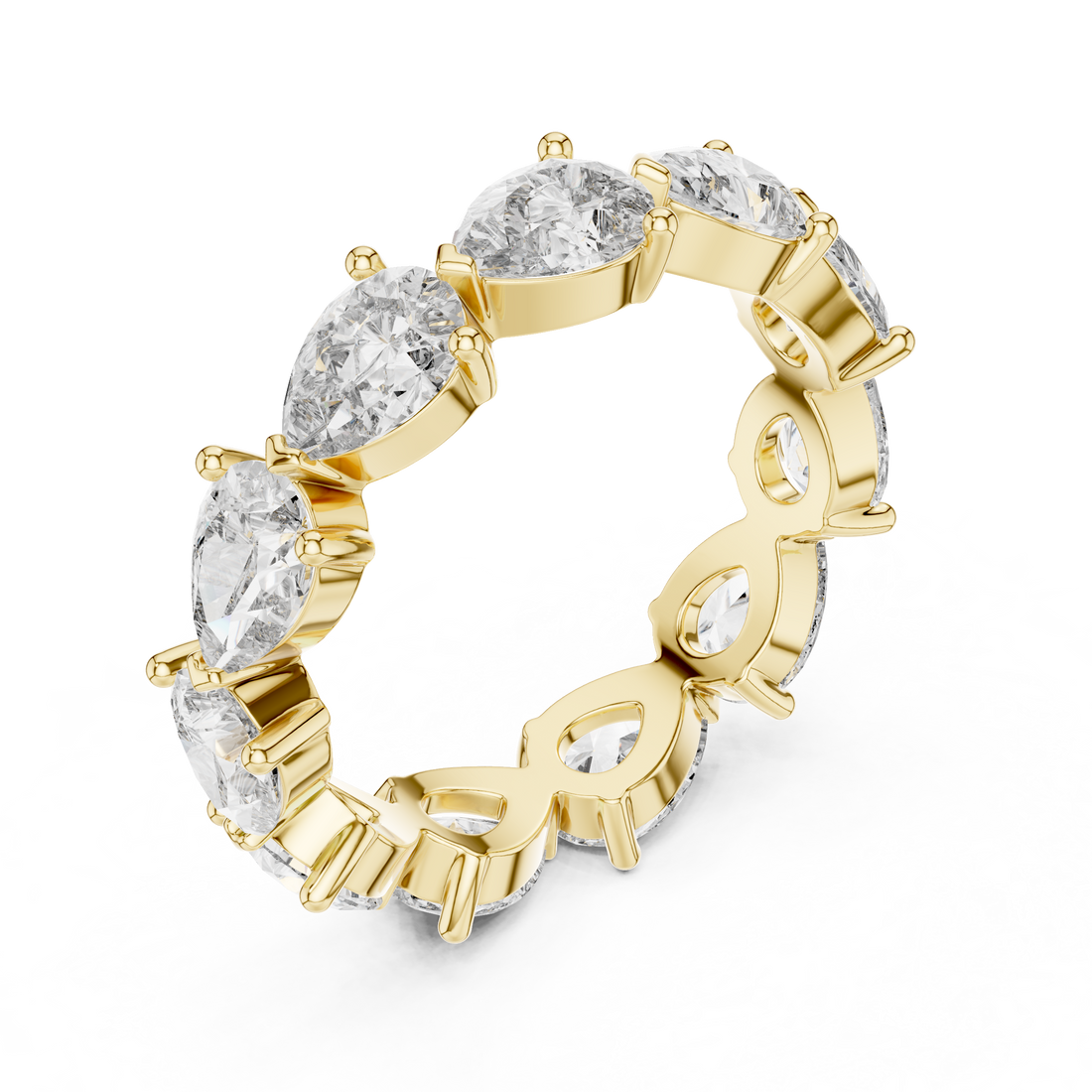 “Elegant Pear-Shaped Full Eternity Ring – White Gold”