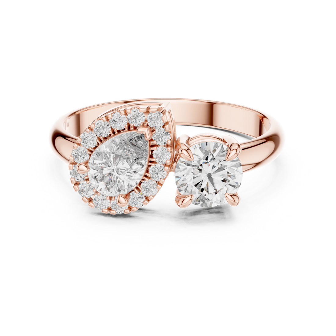 Twilight Duo 0.5-Ct. Pear & Round Diamond Ring in 14-KT White Gold